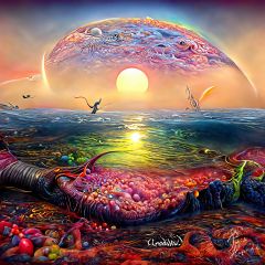 Sunrise Over Extraterrestrial Ocean