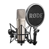 RØDE NT1-A Großmembran-Kondensatormikrofon mit Nierencharakteristik, Mikrofonspinne, Popschutz und XLR-Kabel für Musikproduktion, Gesangsaufnahmen, Streaming und Podcasting